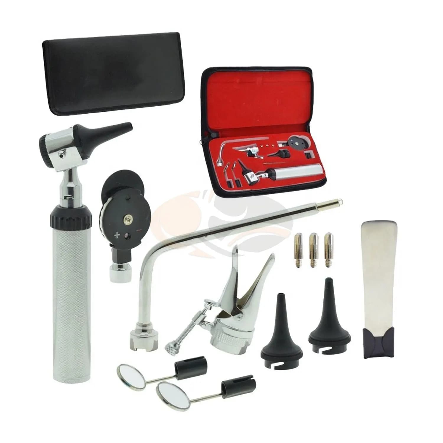 Veterinary Fiber Optic Otoscope & Ophthalmoscope Set – Portable Stainless Steel ENT Diagnostic Tool, 5-Year Warranty