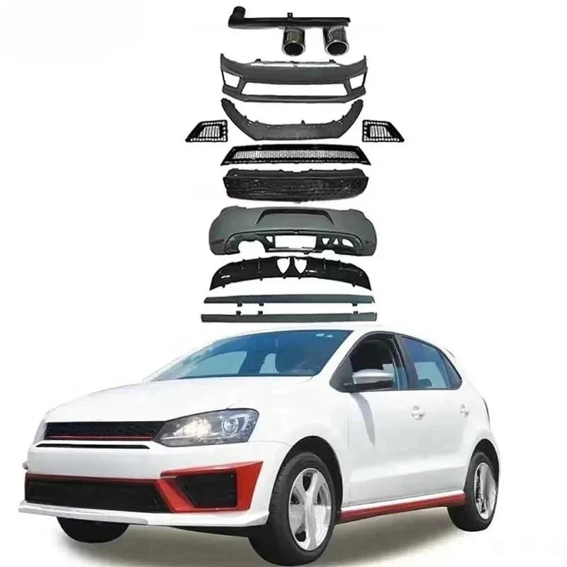 High Quality R400 Style Body Kit Bumper Grille Side Skirt Diffuser Exhaust For VW POLO Facelift 2011-2017 Auto Accessories