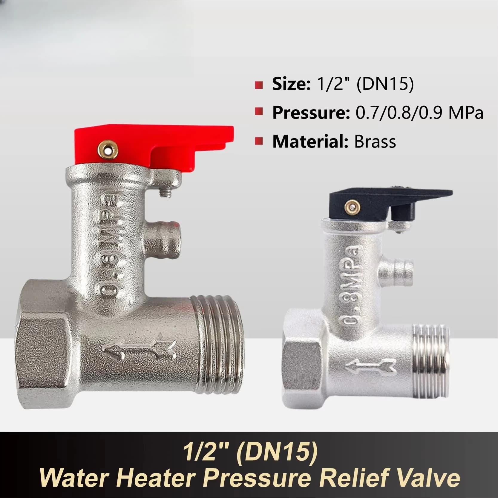 G1 2 Brass Pressure Relief Valve Water Heater Safety Valve Adjustable Spring Check Valve Solar Water Heater Air Vent