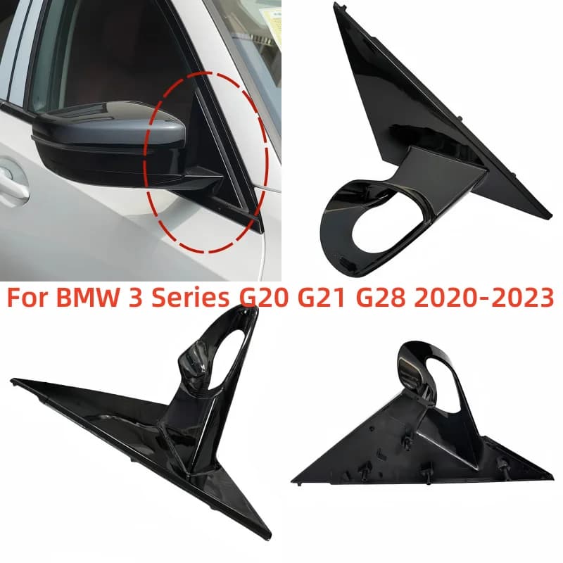 For BMW 3 Series G20 G21 G28 2020-2023 Black Front Window Triangle Trim Plate Side Mirror Garnish Cover Panel Mirror Base Holder