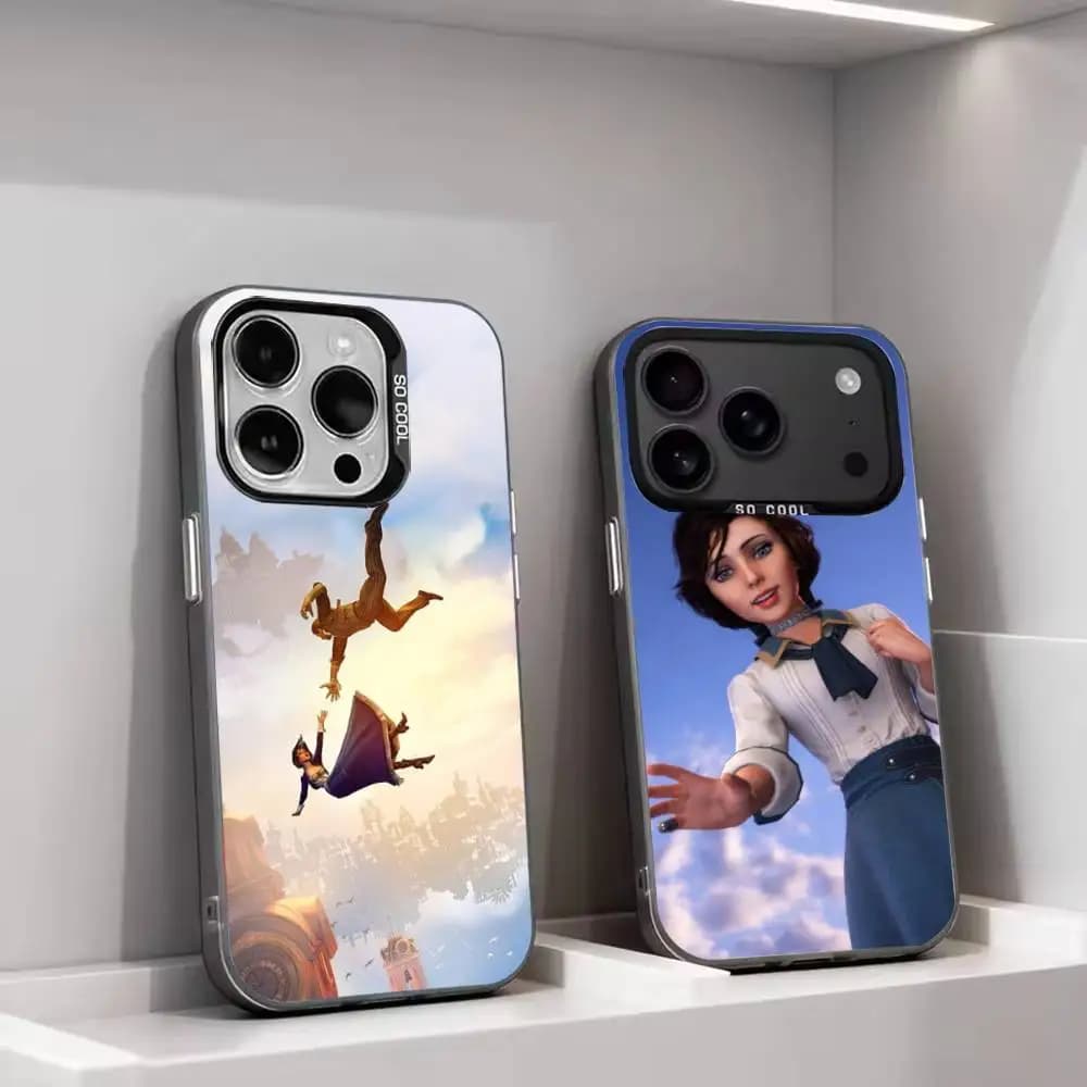Elizabeth Booker B-BioShock 4 Silver Gray Soft Protective Back Shell Fits iPhone 11,12,13,14,15,16,17 Pro Max Plus Air Mini