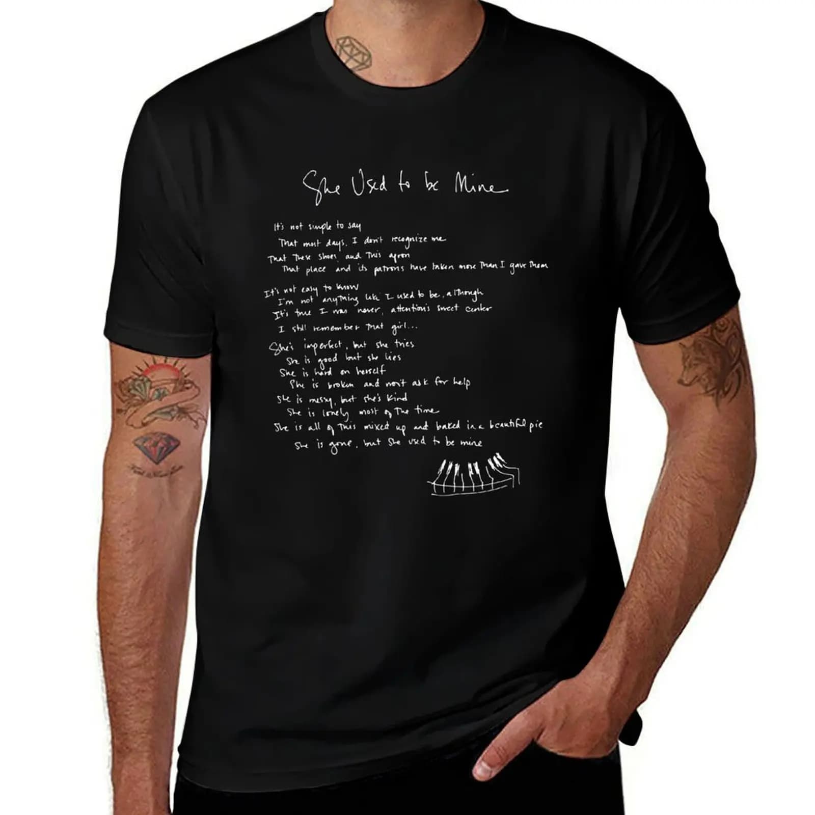 She Used To Be Mine - Sara Bareilles - Handwritten Lyrics- Waitress the Musical - Broadway, West End T-Shirt