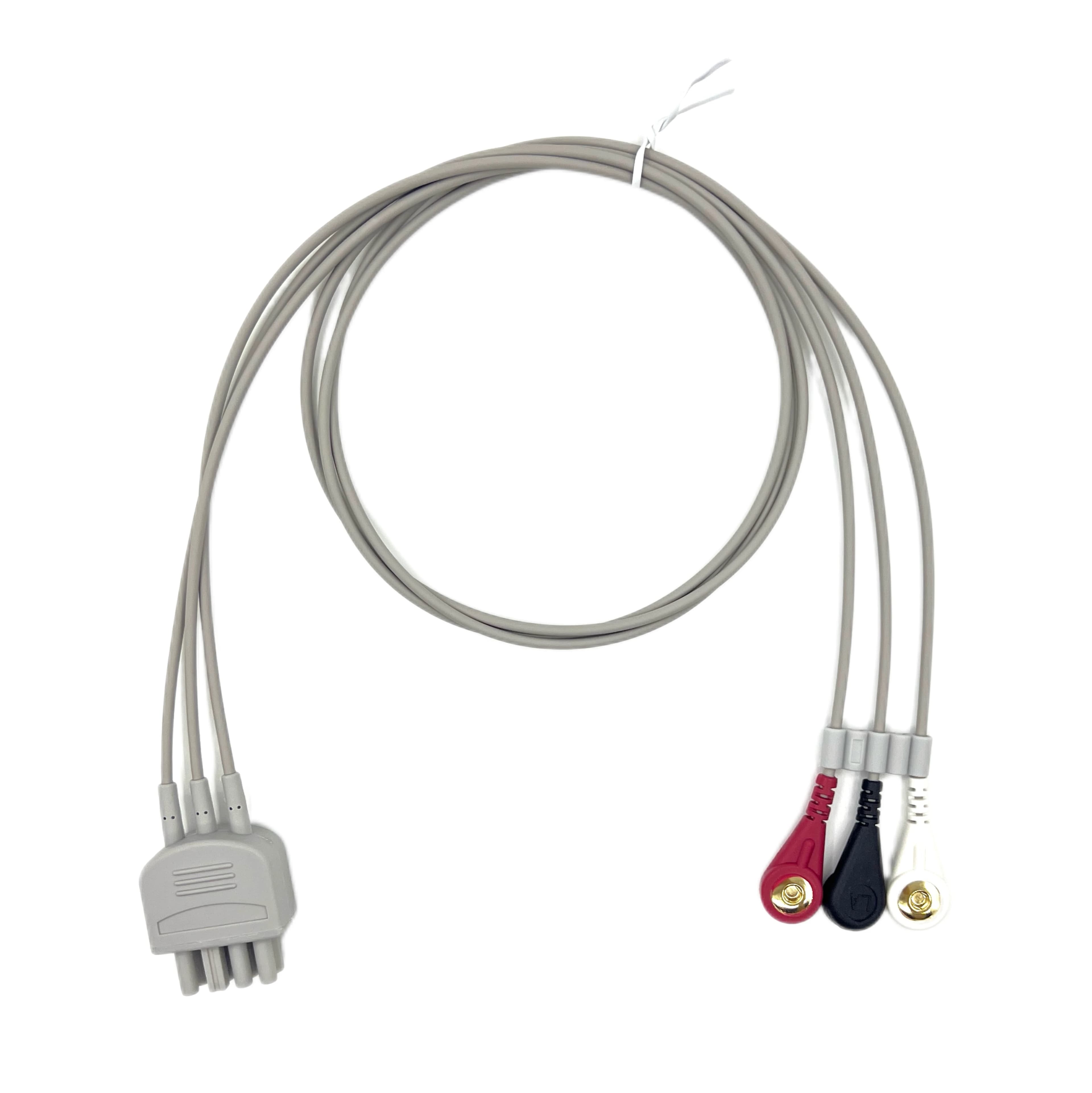 Compatible Nihons Kohdens 3 Lead ECG Cable Snap Type BR913P BR903P 0.9m Grey
