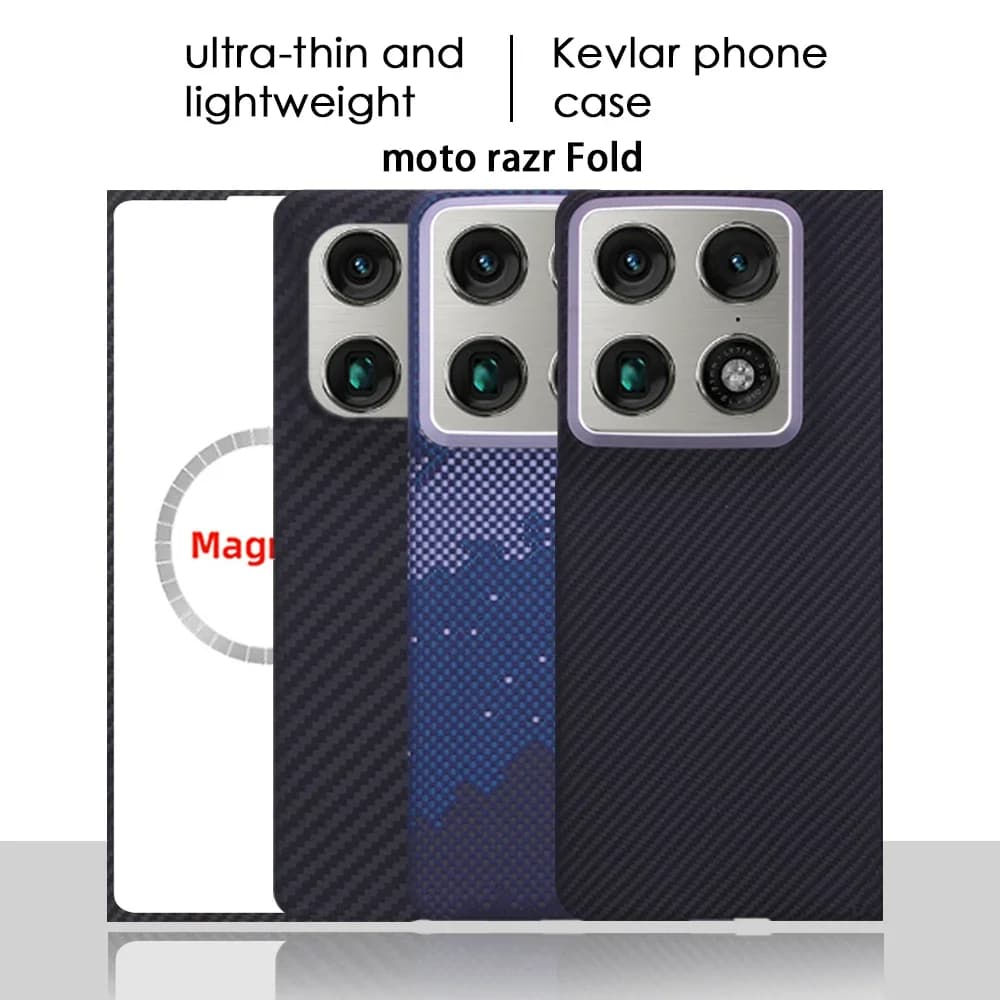 Kevlar Phone Case for Motorola Razr Fold Ultra Thin 1.2mm Aramid Fiber Cover MagSafe Compatible Shockproof Slim Protective Case