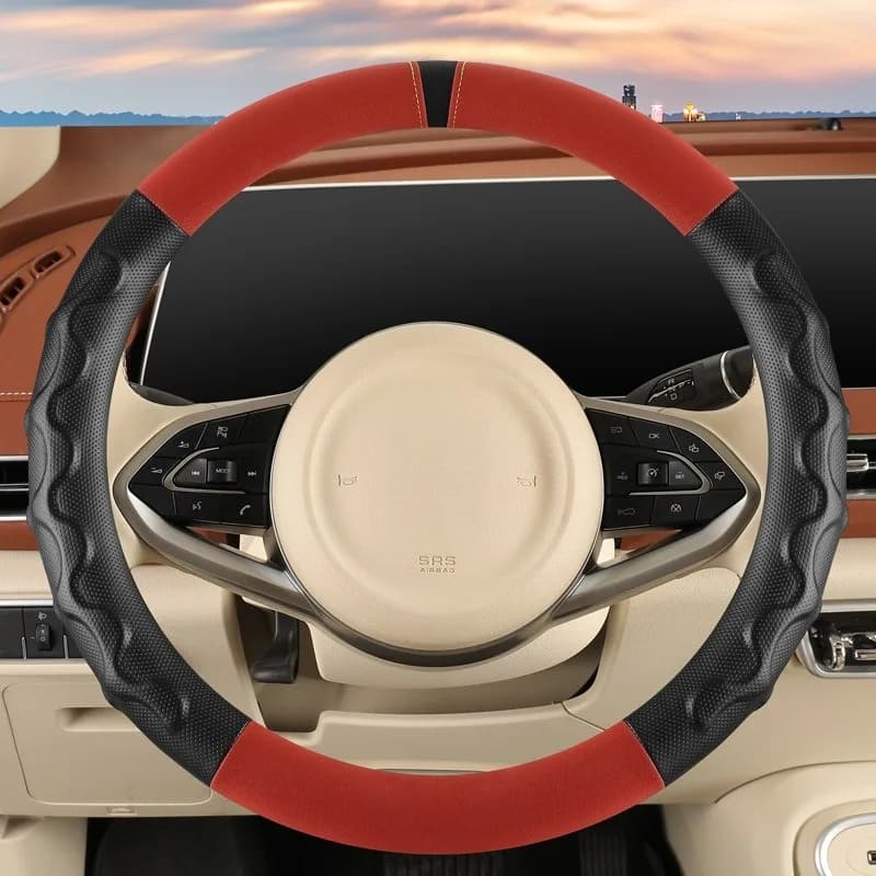 Leather Car Steering Wheel Cover Silicone Steering Wheel Protectors Car Accessories Interior O/D Shape Universal Steering Covers