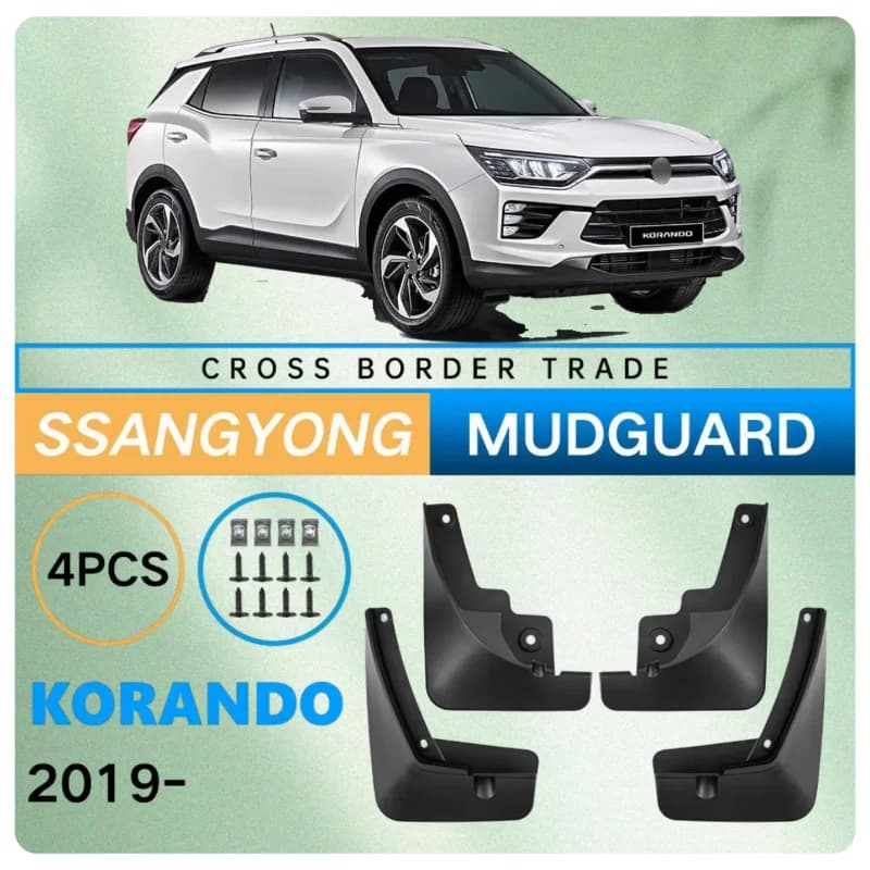 2019-2023 FOR Ssangyong Korando Ftont Rear 4pcs Mudguard Fender Mud Flap Guards Splash Mudflaps Car Accessories Mudguards