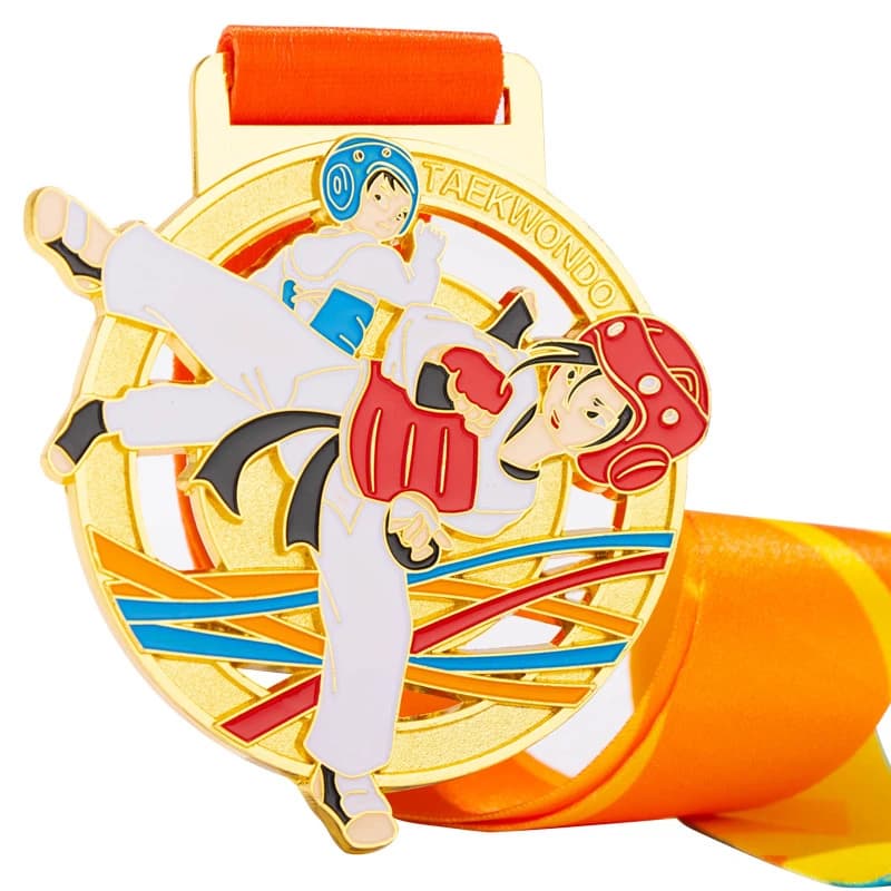 Taekwondo Competition Medals For Children, Metal Martial Arts Team Uniforms, Kickboxing Gold Medal, Commemorative Item