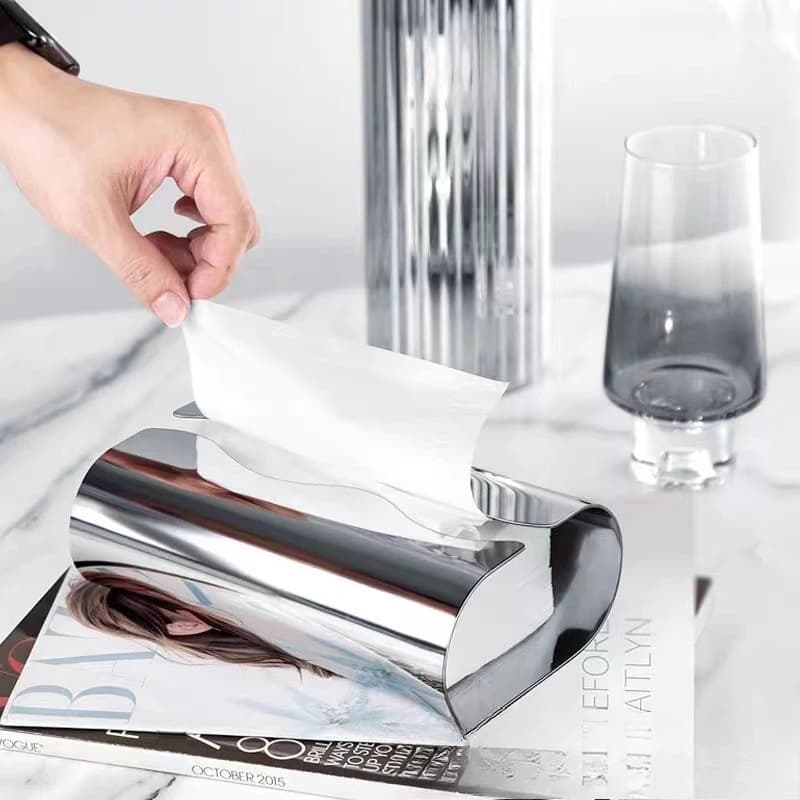 Nordic function simple household coffee table tissue storage box stainless steel paper box ornament home storage home