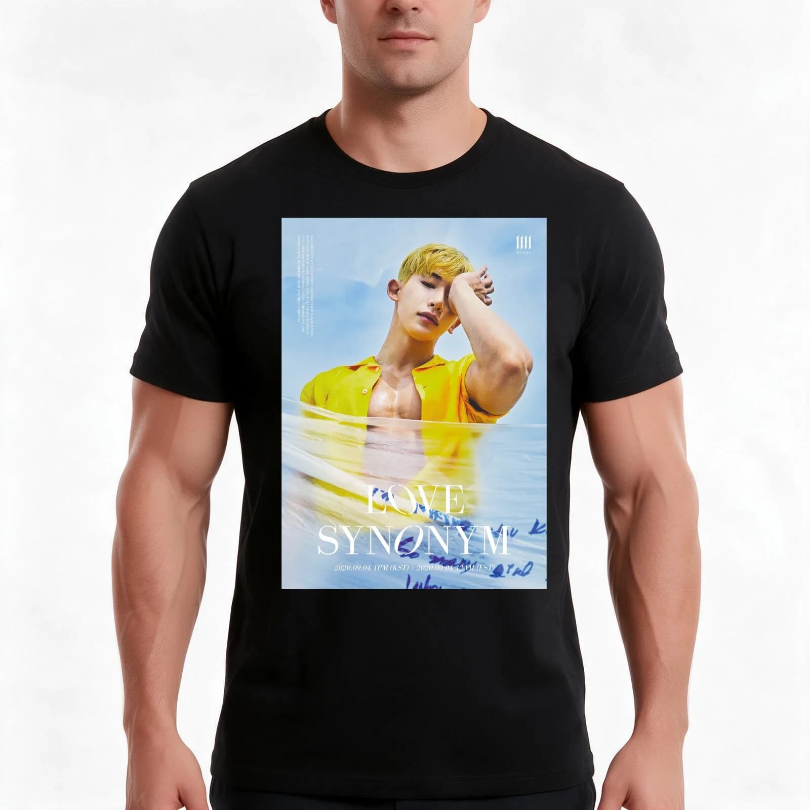 WONHO OPEN MIND T-Shirt, Summer Casual Cotton Tee, Oversized Streetwear Tops, Vintage Graphic Print, Loose Fit Short Sleeve