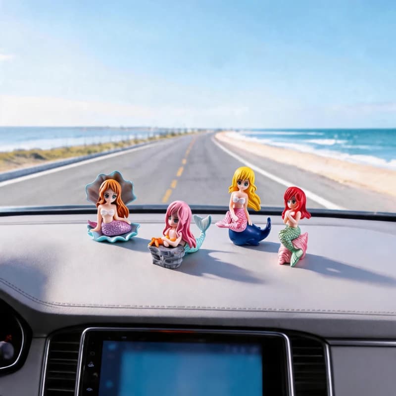 4-Pack Cute Mermaid Car Dashboard Decorations Ideal for Aquarium Decor Desk Accessories And Vehicle Decoration Doll Gifts