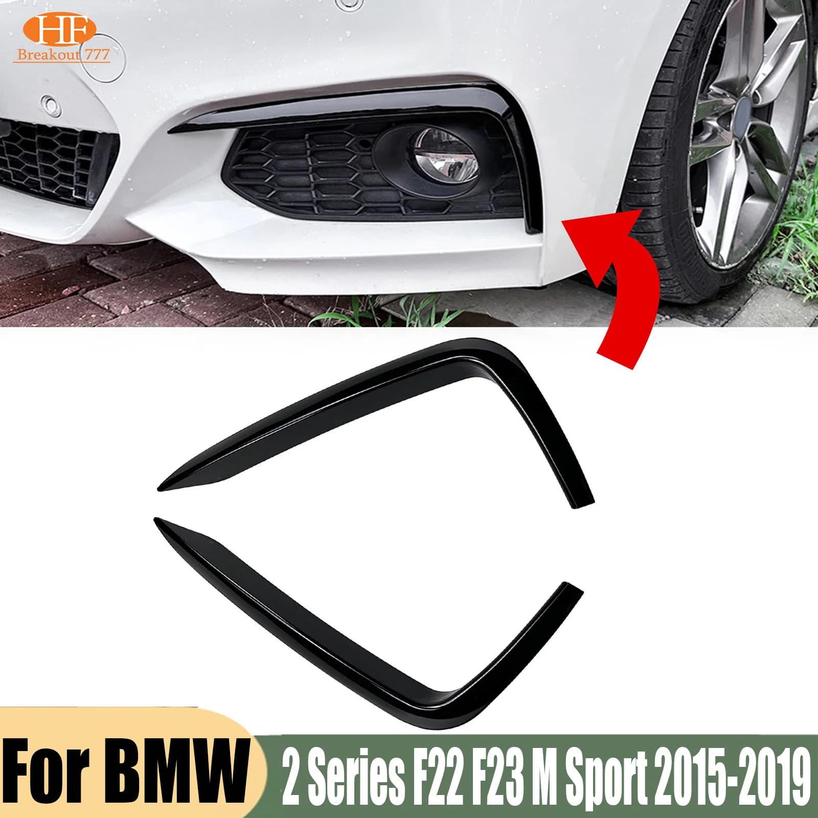 Front Bumper Side Fog Light Trim For BMW 2 Series F22 F23 M Sport 2015-2019 2016 2017 2018