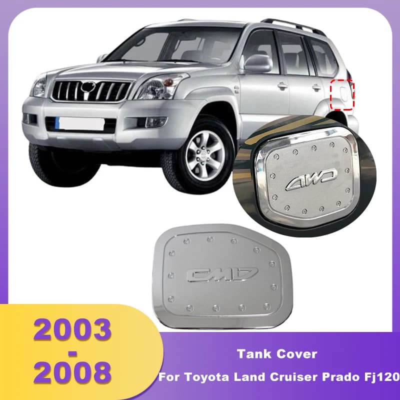 Chrome Fuel Gas Cap Tank Cover For Toyota Land Cruiser Prado Fj120 2003 2004 2005 2006 2007 2008