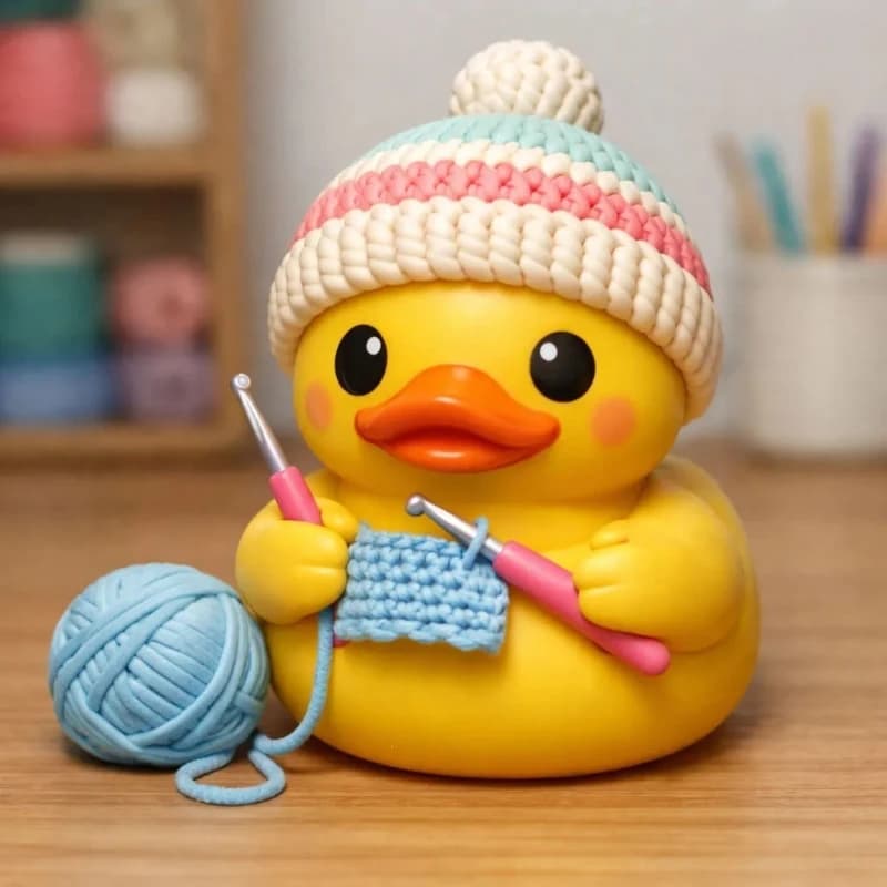 Crochet Buddy Duck Handwoven Figurine – Cute Home Decor Ornament, Perfect Gift for Friends Display