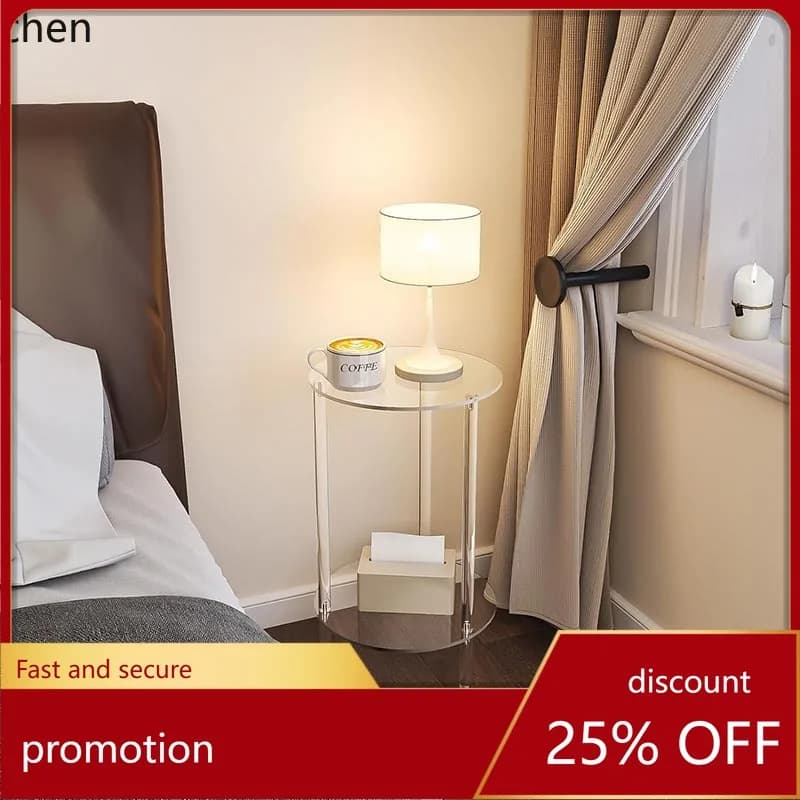 Hxl acrylic round side table tiered transparent bedside table