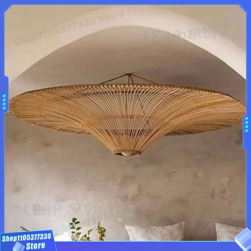 Rattan Ceiling Lamp Japanese Wabi Sabi Style Retro Art Light for Living Room Bedroom Restaurant B and B Southeast Asia Decor