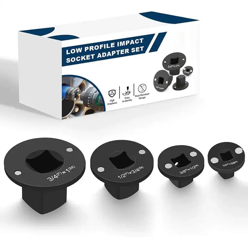 Designed for Tight Spaces Tools for confined spaces Low Profile Impact Socket Adapter Set Drive Reducing 1/2"M to 3/8"F