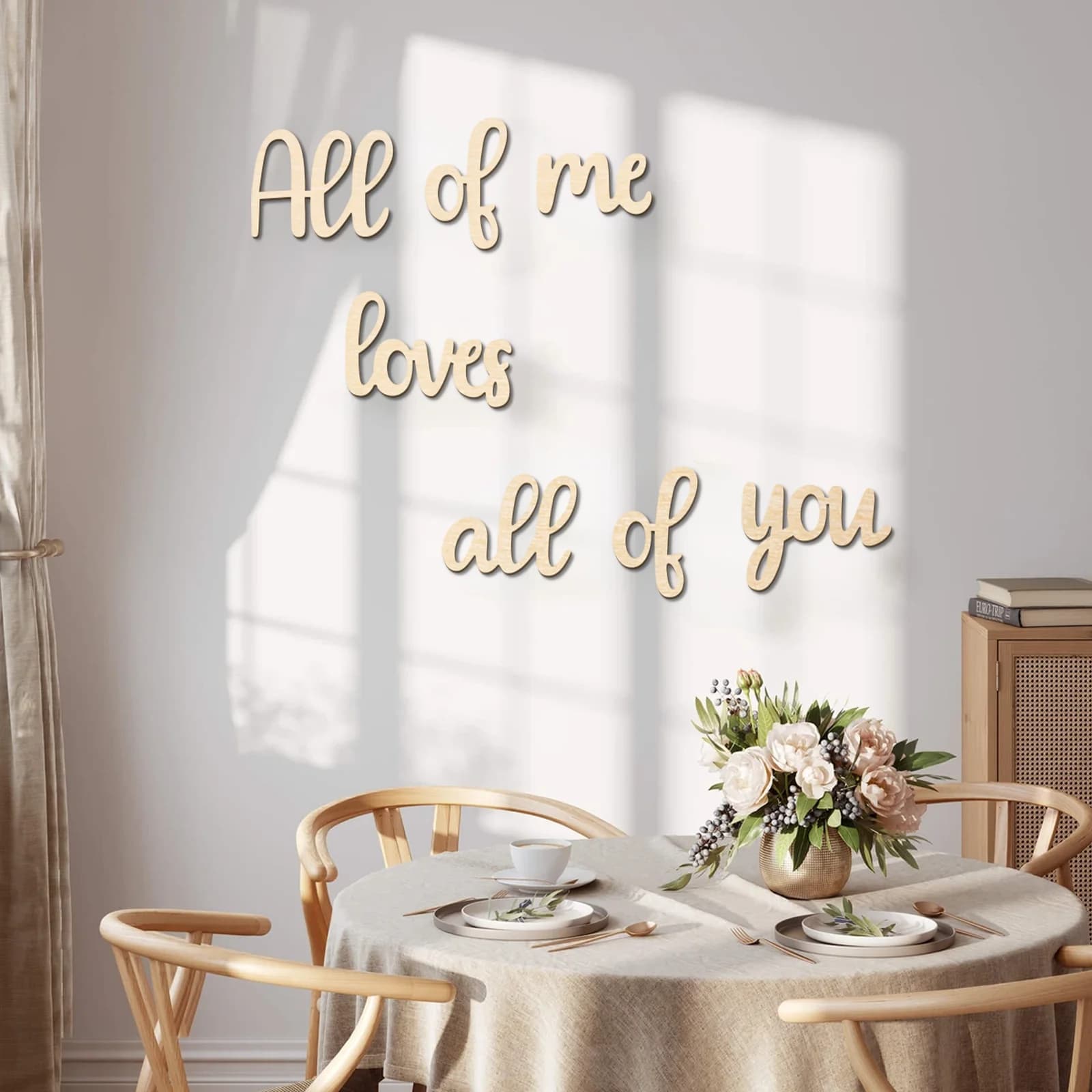 "All of Me Loves All of You" Wooden Sign - Romantic Wall Art, Wedding Decor, Valentine's Gift, Natural Wood Love Quote (20x8cm)