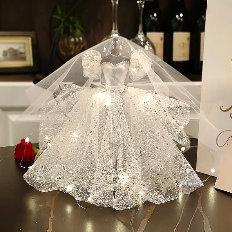 New Design 1/6 Mini Bride Wedding Gown Display Holder Mannequin Wedding Dress Set Doll Clothes with Stand Model Costume