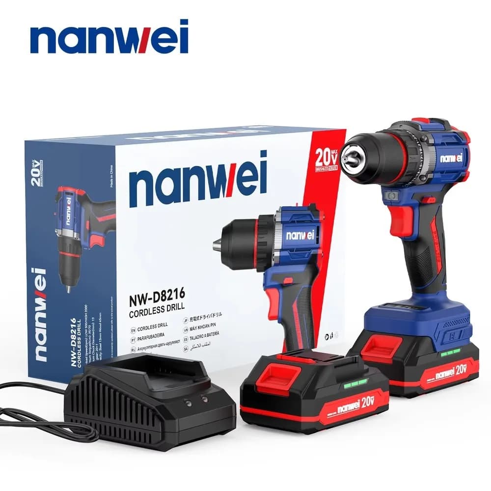 20V Brushless Cordless Drill 70N/m High Torque 2.0Ah Li-ion Battery 1/2in Chuck Variable Speed Electric Power Tool for