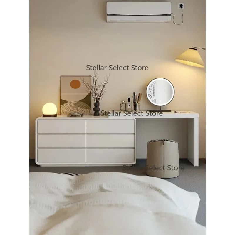 Xizi makeup, dresser, chest, integrated solid wood bedroom, modern simple bedside paint, cream wind dresser