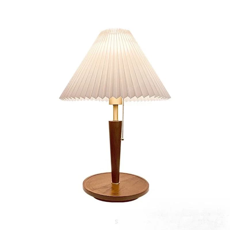 American retro all-copper desk lamp pleated cable bedroom bedside study night light luxury walnut solid wood