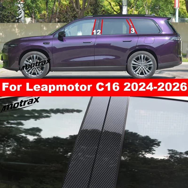 For Leapmotor C16 2024 2025 2026 Car Window B-C Pillar Decal Column Sticker Anti-scratch Waterproof Protective PC Accessories