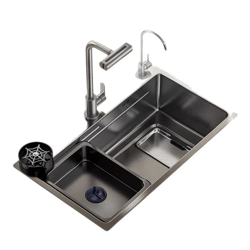 Gun Black 304 Stainless Steel Kitchen Sink Undercounter Vegetable Sink Household Dishwashing Sink