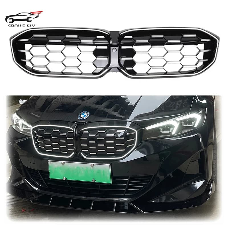 2023 + U For BMW 3 Series G20 G28 320i 325i 330i M Sport LED Light Racing Grilles Kidney Grille LCI Front M3 Diamond Grill Grid