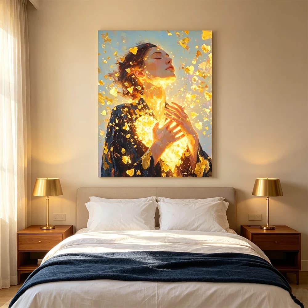 Nordic Wall Art Canvas Painting Aesthetics Light Heart Girl Poster Fantasy Print Picture for Bedroom Modern Home Decor