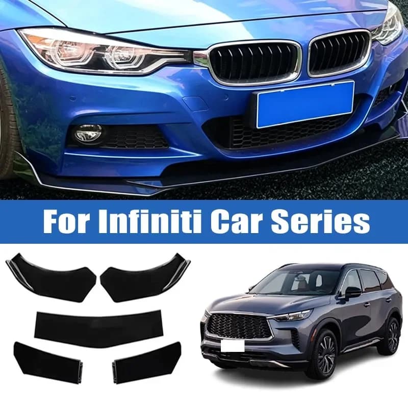 5Pcs Car Front Bumper Separator Bumper Lip Body Kit Duck Lip Separator For Infiniti Q50 Q60 Q70 QX50 QX55 QX60 QX80 FX G M I30