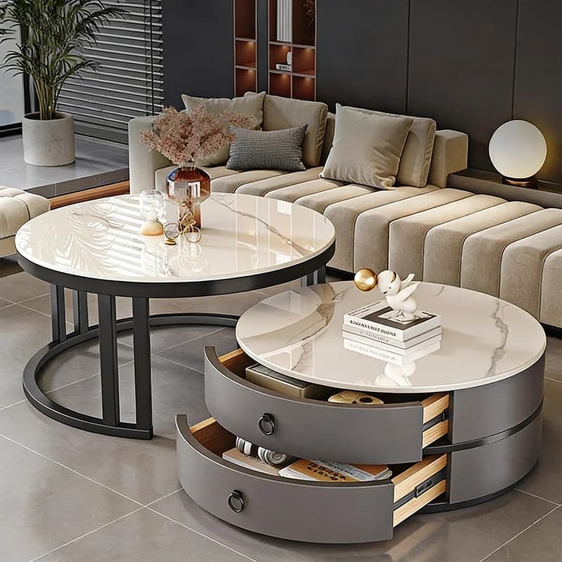 European Elegant Coffee Tables Multifunction Trendy Modern Minimalist Coffee Tables With Drawers Storage Mesa Centro Furniture