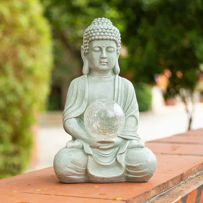 Solar Powered Buddha Statue Light Outdoor Garden Yard Art Decor Buddha Figurine Birthday Gift
