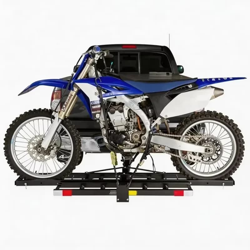 Motorbike Hitch Carrier Rack for 2 Inch Receiver 500LBS Foldable Steel Bike Ebike Loading Ramp with Ratchet Straps Scooter