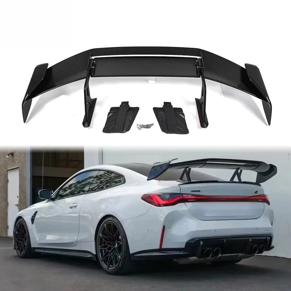 Dry Carbon Fiber AD-R3 Style Rear Swan Neck Wing for BMW G80 M3 G82 G83 M4 Trunk Lip Splitter Dry Carbon Spoiler Body Kits