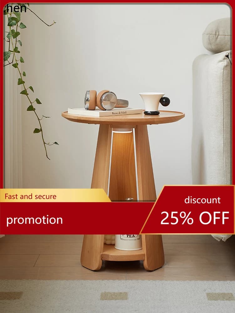 CZ  Solid Wood Side Table Living Room Home Round Sofa Tea Corner Table Bedroom Bedside Table