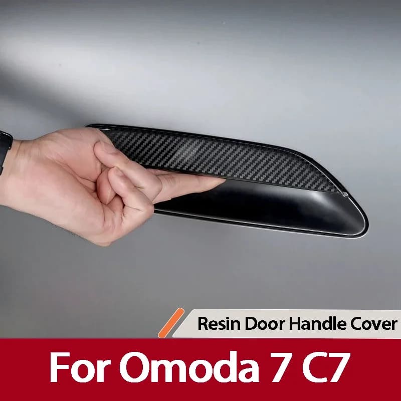 For Omoda C7 7 PHEV SHS 2025 2026 2027 Carbon Fiber Pattern Drip Glue Outer Door Handle Protective Sticker Exterior Accessories