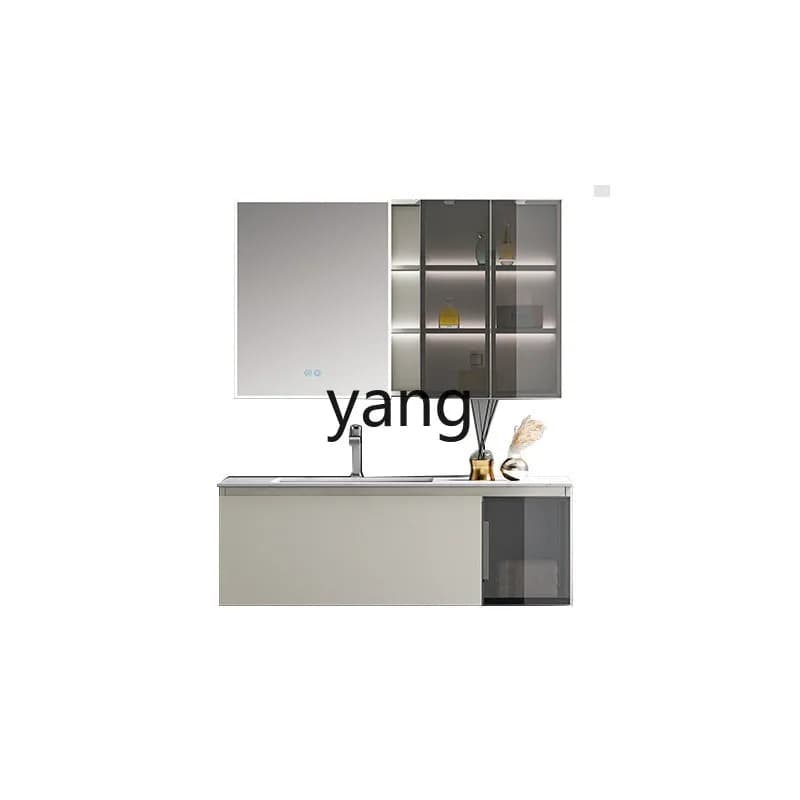 LMM smart mirror cabinet frame Nordic modern wind bathroom cabinet combination storage