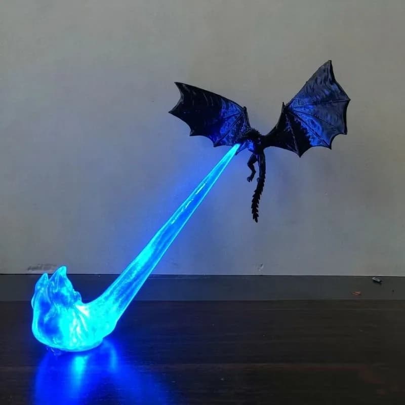 3D Printed Glowing Dragon Night Light with Dual-Color Flame Effect Desk Decor Toy