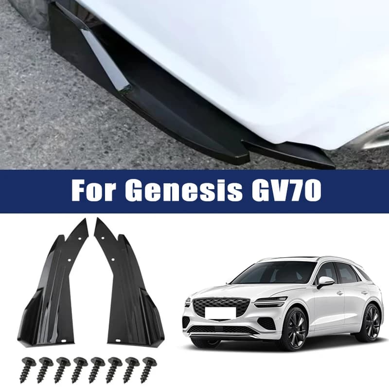 2pcs Car Rear Bumper Spoiler Lip Carbon Fiber Wing Trim Anti-crash Diffuser Side Skirt Wrap Angle Splitter For Genesis GV70
