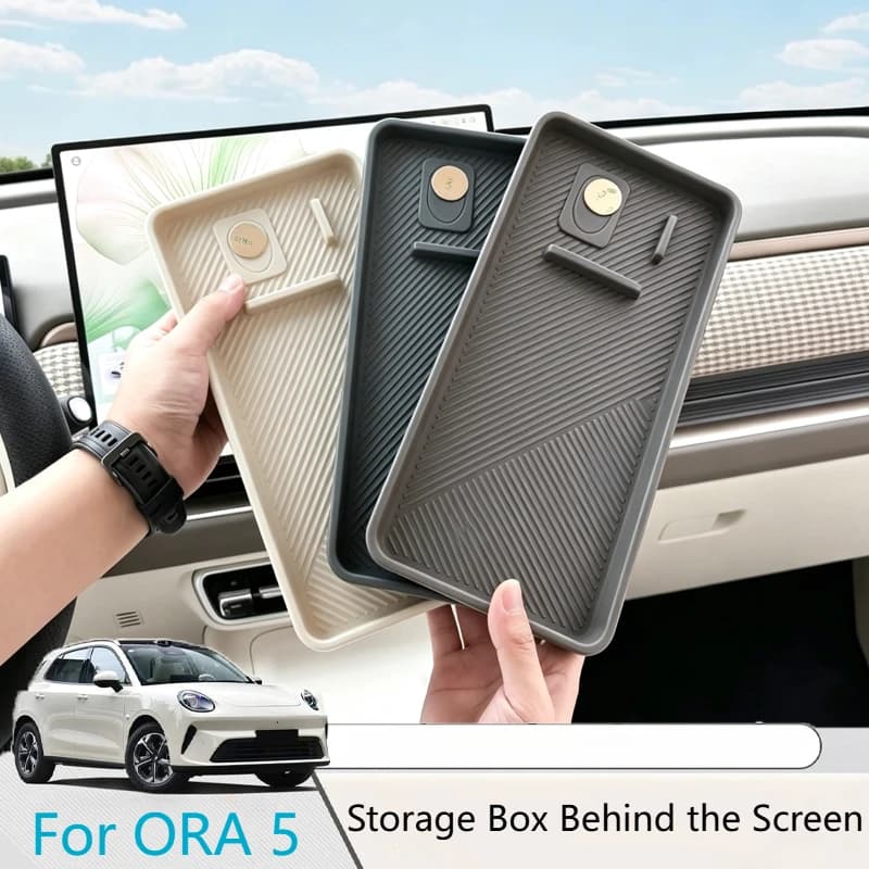 TPE Storage Compartment Behind the Center Console Screen Original Color Storage Tray Tissue Box Storage Accessories for Ora 5