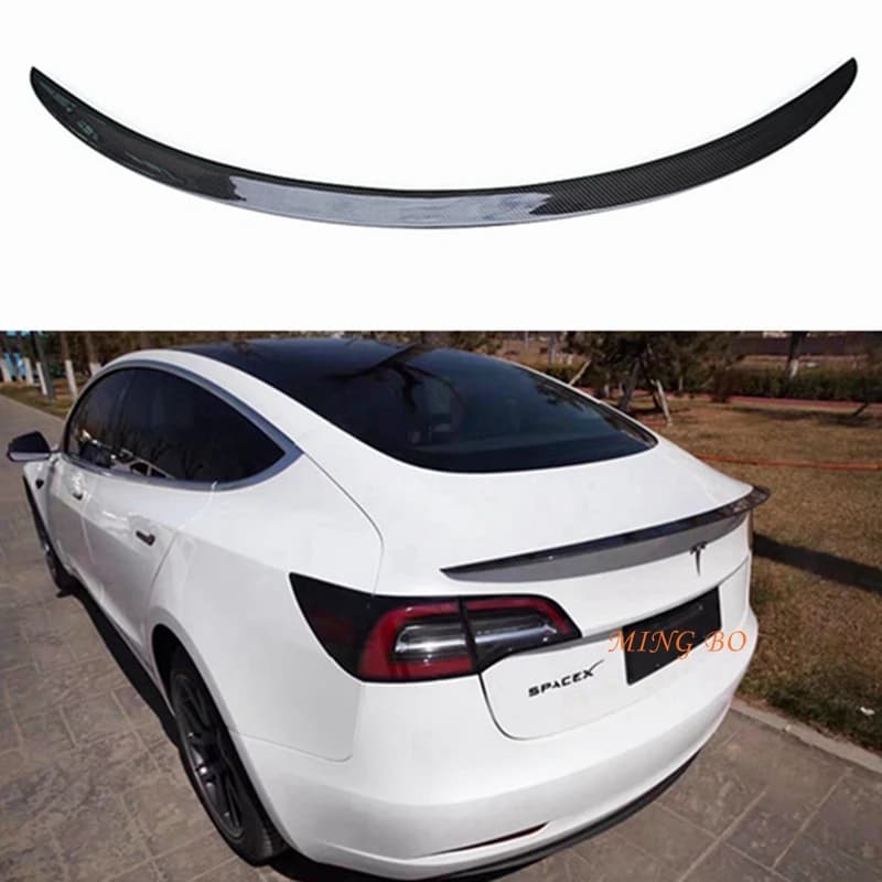 For Tesla Model 3 P Style Carbon fiber Rear Spoiler Trunk wing 2019-2022