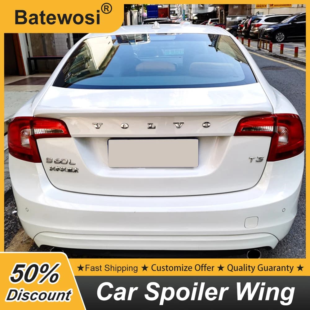 For Volvo S60 Sedan 2011-2019 Rear Trunk Lid Car Spoiler Duck Tail Lip Wing Free Drill ABS Plastic Painted Varied Color Spoiler