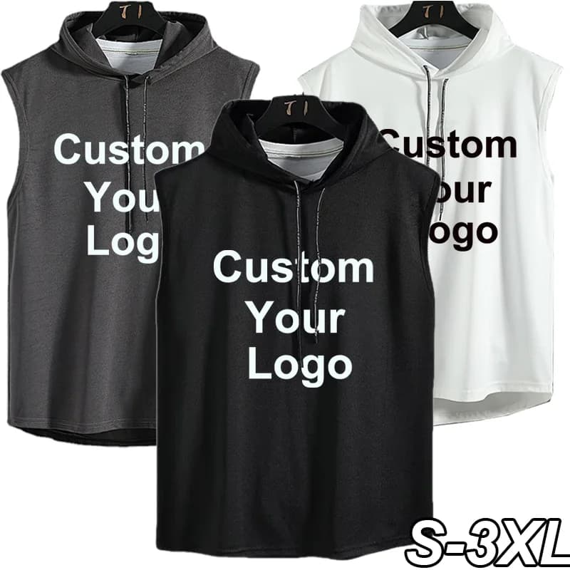 New Men Customize Your Logo Gym Muscle Bodybuilding Sleeveless Shirt Sleeveless Sport Tank Top Singlet Fitness Sport Vest