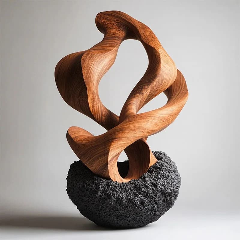 Resin Handicrafts Golden Geometric Sculpture Ornaments Hollowed-out Tree Holes Twisted Statue Home Decoration Accessories
