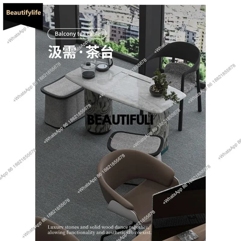 D80 Solid wood office tea table and chair combination tea table small apartment household exquisite small tea table