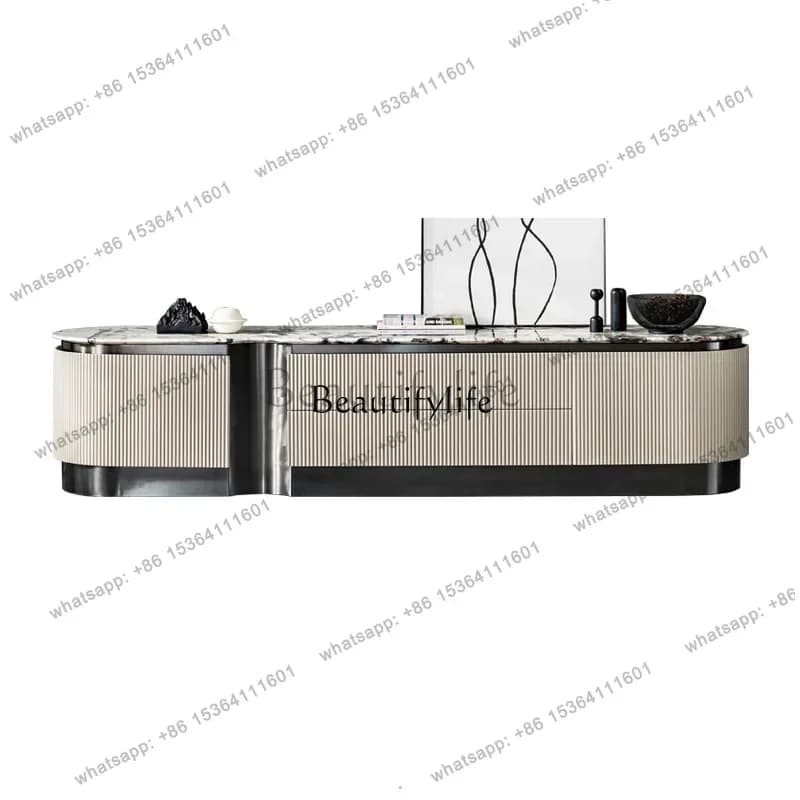 FGItalian light luxury marble TV cabinet modern minimalist solid wood floor cabinet