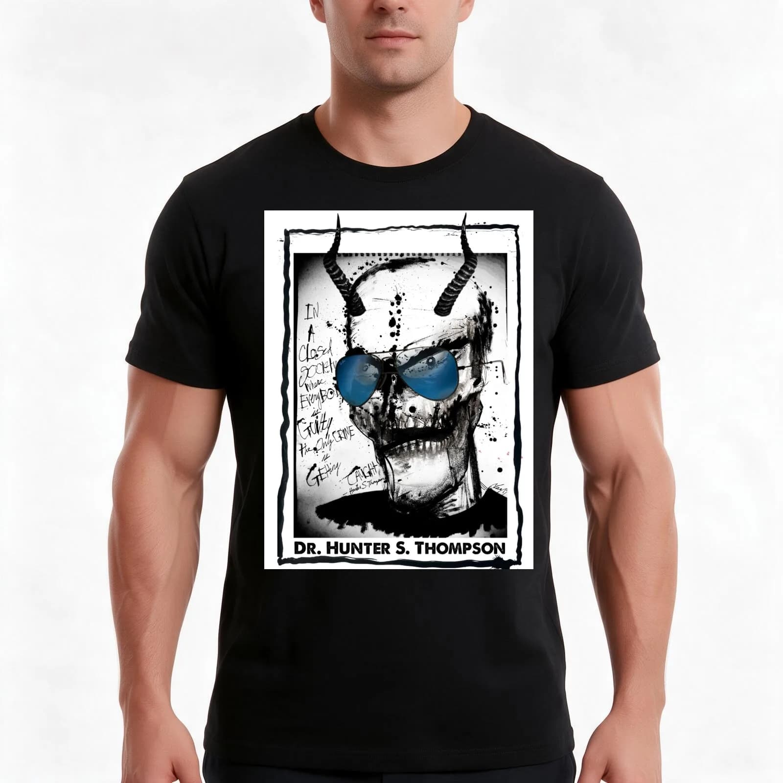 Hunter S. Thompson: Guilty until Innocent T-Shirt, Summer Casual Cotton Tee, Oversized Streetwear Tops, Vintage Graphic Print