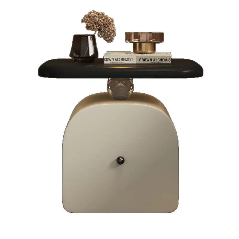 Floating designer solid wood nightstand, Italian-style light luxury bedroom home storage bedside cabinet