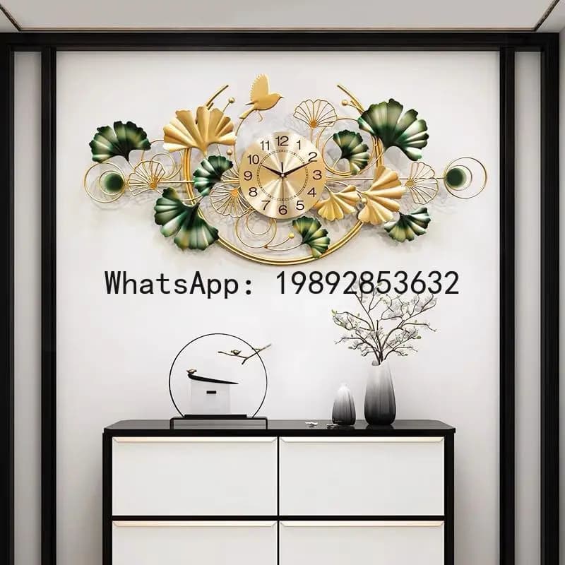 PYJ clock hanging watch living room home fashion Chinese atmosphere creative quartz clock ginkgo biloba wall hanging