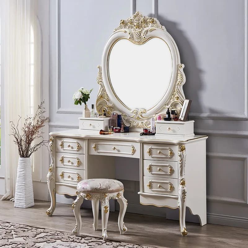 European Fashion Vanity Table Large Size Room Decor Wooden Salon Luxury Dressing Table Makeup Vestidores Postmodern Furniture